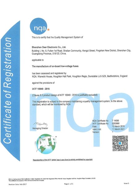 China Dissmann | Global Expert Fuse for EV | HEV | Photovoltaic | Battery | Energy Storage Solutions Zertifizierungen